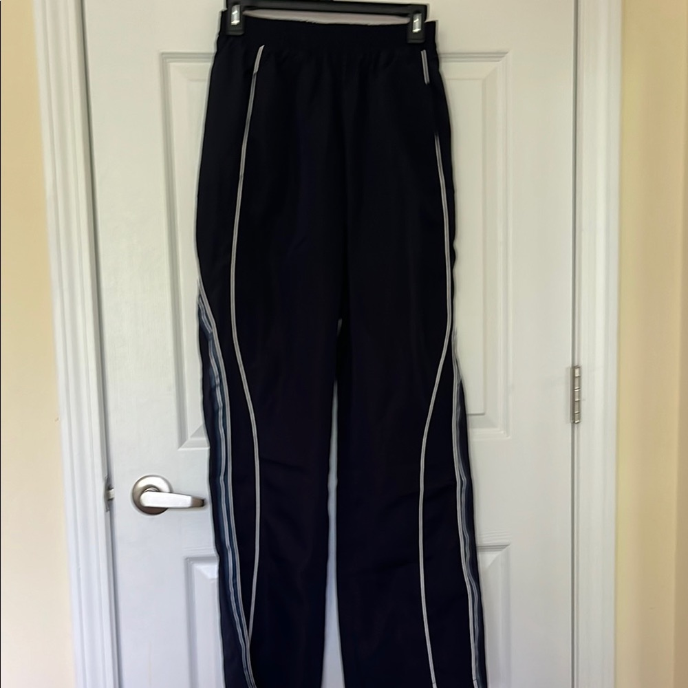 Black Track Pants with White Stripes